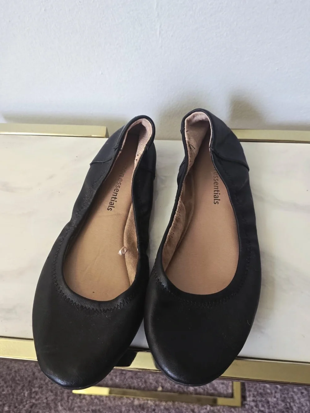 Amazon Essentials Women's Classic Black Slip-On Ballet Flat Shoes US 8
